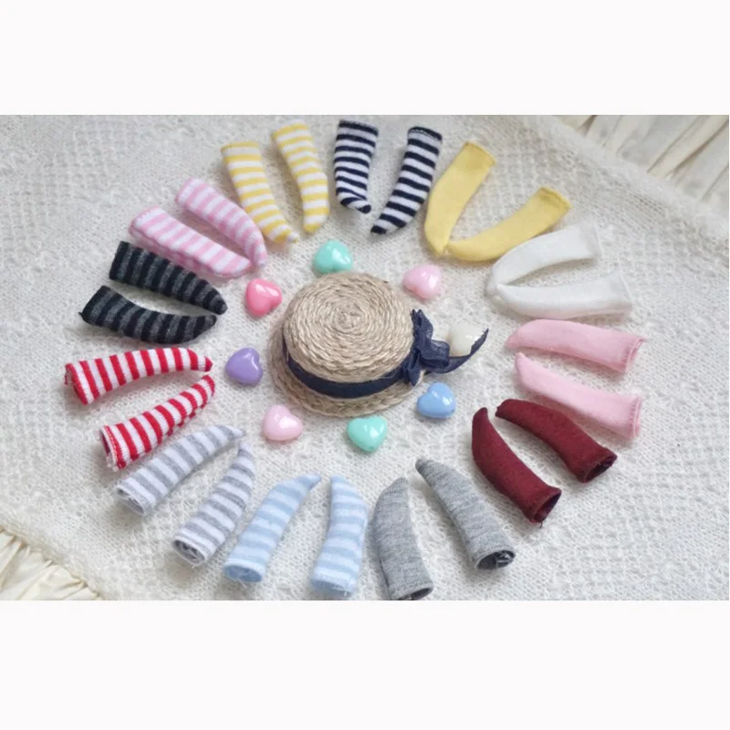 6 пар одноцветных и полосатых кукол короткие носки для Blyth Pullip Barbies кукла azone Sock 1/6