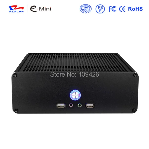 REALAN Mini ITX Алюминиевый 2.0 мм Корпус E K3i с Вентилятор Блока Питания USB WI FI Аудио COM