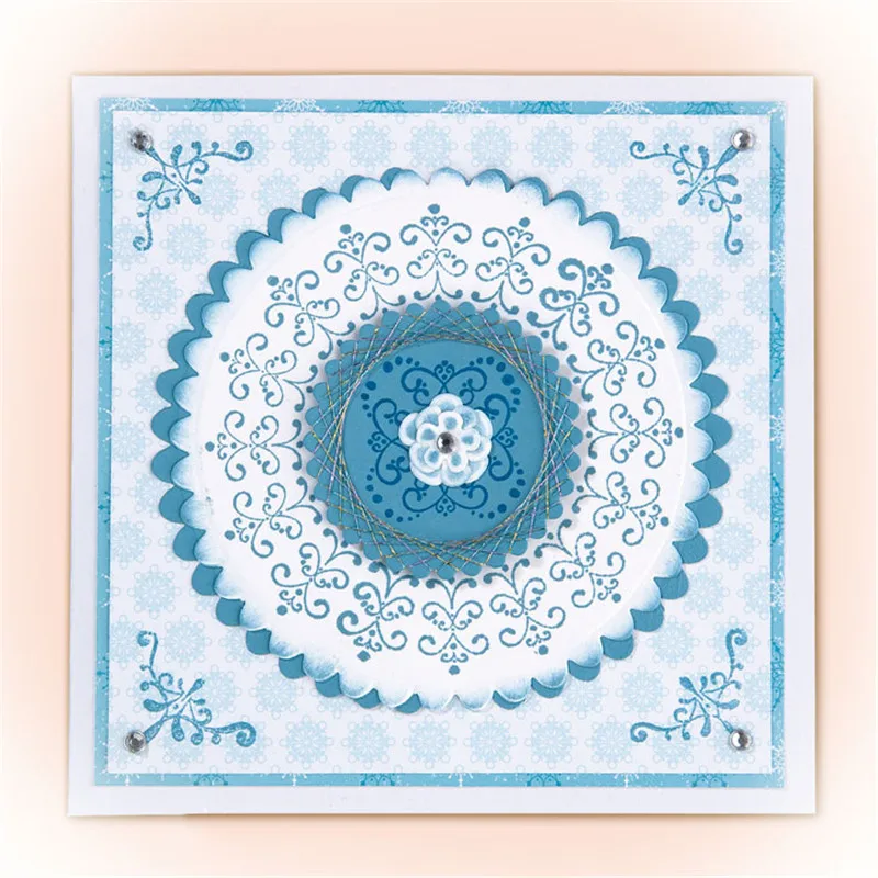 GJCrafts кружева металлическая позолоченная цепь резки умирает круглый трафареты