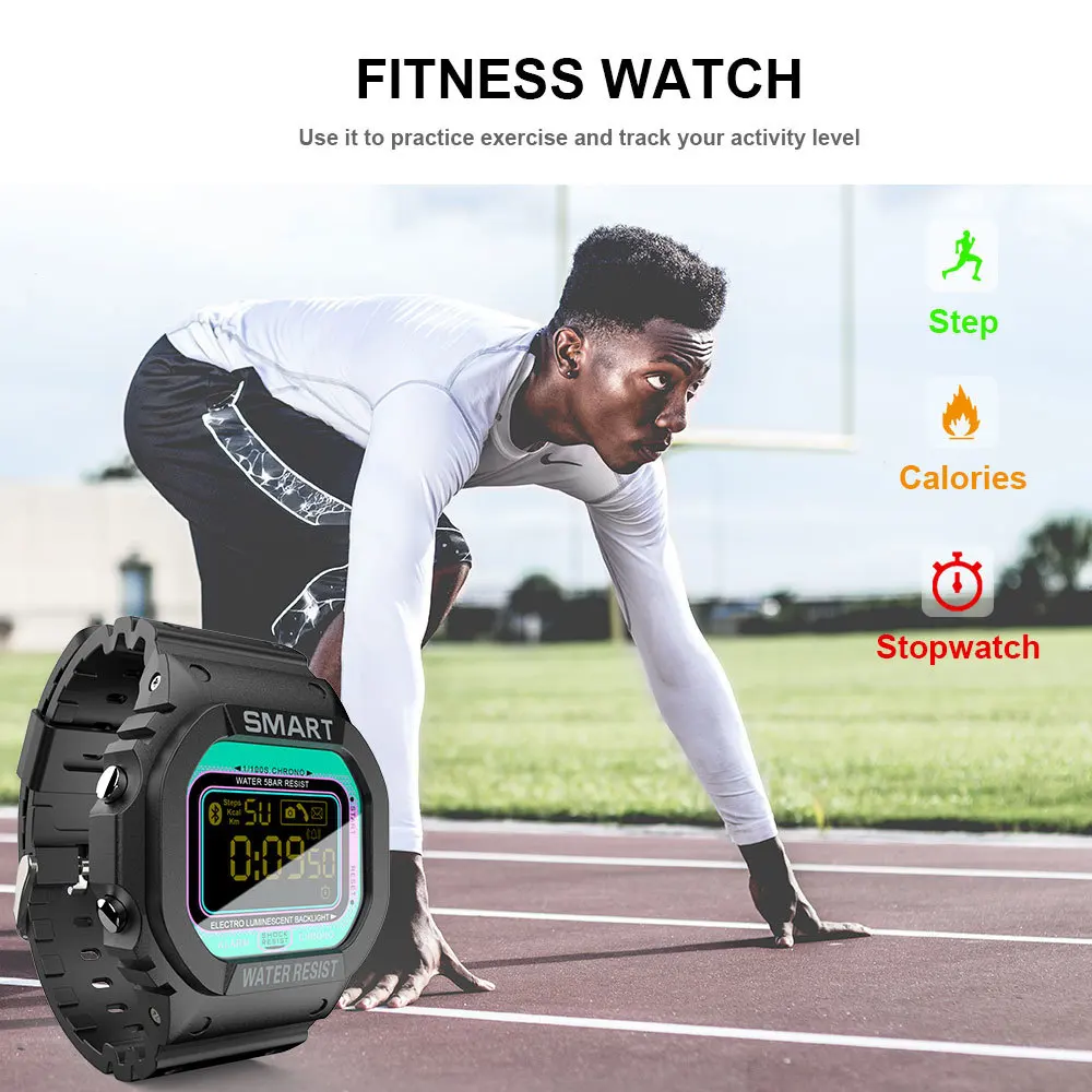 LOKMAT спортивные Смарт-часы Bluetooth водонепроницаемые шагомер информация