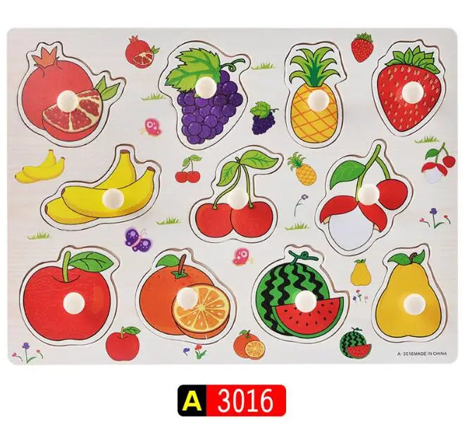 A3016 Детские деревянные игрушки-головоломки с ручками Tangram Jigsaw Board Мультяшные игрушки для детей Монтессори Обучающие деревянные игрушки lphabet Toys - Цвет: A3016