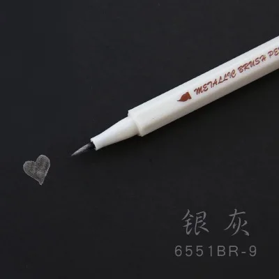 Silver grey 1 шт. металлическая перламутровая цветная мягкая кисть Ручка Caligraphy ручка цветной знак ручка декоративная граффити альбом ручка для рисования студенческие принадлежности - Цвет: Silver grey
