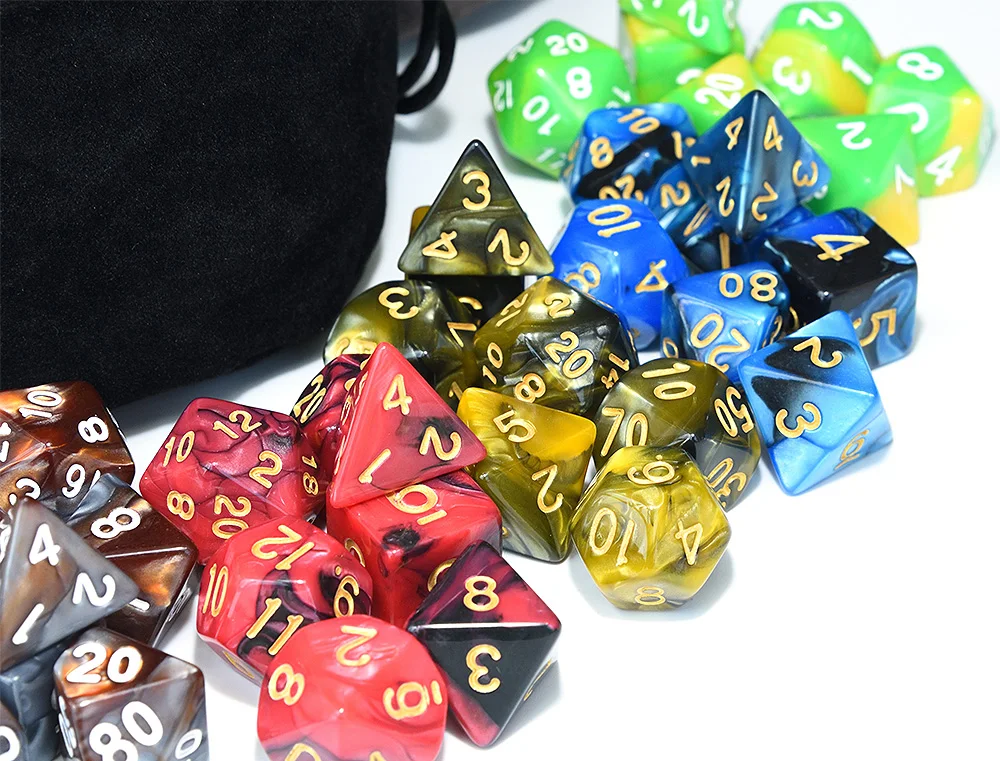 49 шт многогранные кости игральные DND двойной цветные с мешком для Подземелья и