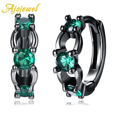 Green Stone Ajojewel брендовые винтажные пистолетные черные Позолоченные зеленые/синие циркониевые серьги с камнями для женщин - Окраска металла: Green Stone
