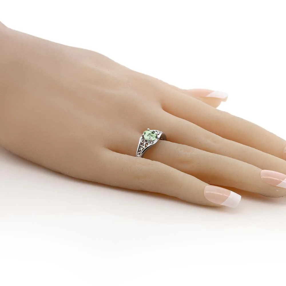 GemStoneKing 1.00 Ct Oval Green Amethyst 925 Sterling Silver Ring Fashion Dadies Mint Retro Women Engagement | Украшения и