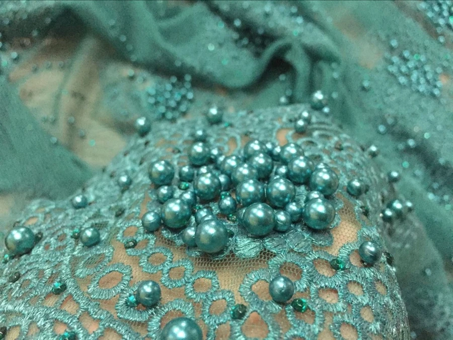 Бирюзовый цвет Хит продаж! высокого качества африканская шнур кружева тюль гипюр