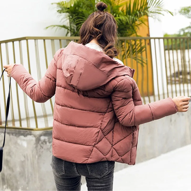 UHYTGF теплое хлопковое пальто женская короткая куртка с капюшоном новая осенняя и