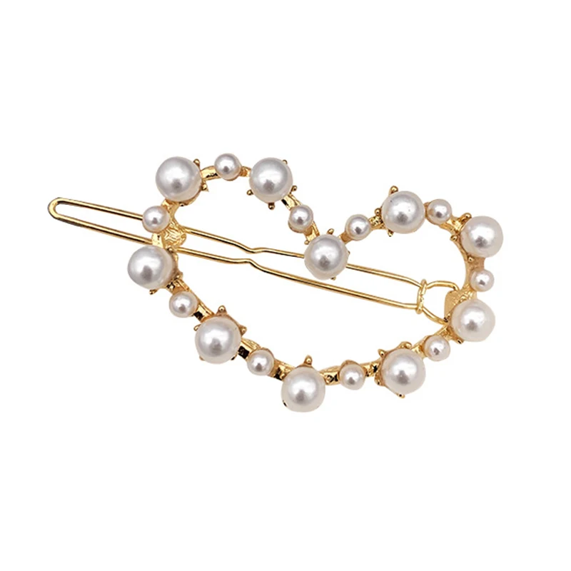 Модная с кристаллами и жемчугом заколка для волос металлическая элегантная