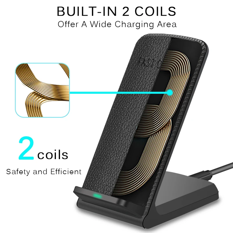 CinkeyPro QI Беспроводной Зарядное устройство для iPhone X 8 10 samsung S8 2 катушки Quick Charge 0