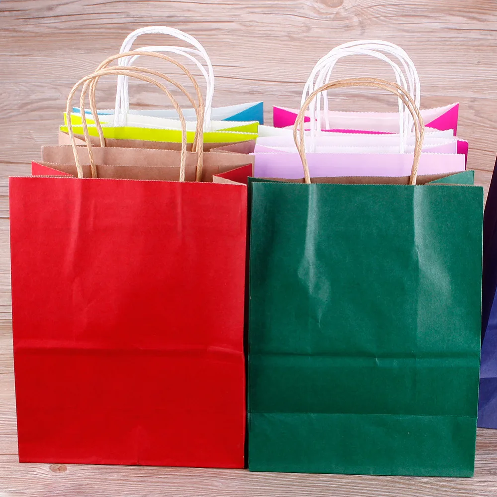 Новый высококачественный пакет из крафт бумаги с ручками Подарочный мешок для