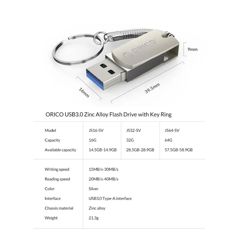 

ORICO 64GB 32GB 16GB U disk USB Flash Drive USB3.0 Type A Interface Flash Drive with Lock Design For Mobile Phone Computer