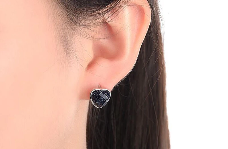 New 925 Silver simple purple Goldstone heart shaped Ear clip Small Hoop Earrings For Kids Baby Girls Children Jewelry EH089 | Украшения и