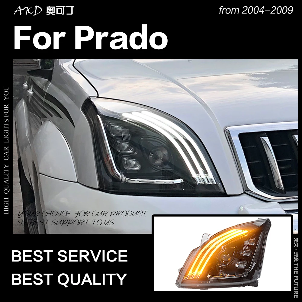 AKD автомобильный Стайлинг для Toyota Prado фара 2004-2009 LC2700 светодиодный фонарь DRL головной фонарь светодиодный Высокий Низкий Луч аксессуары