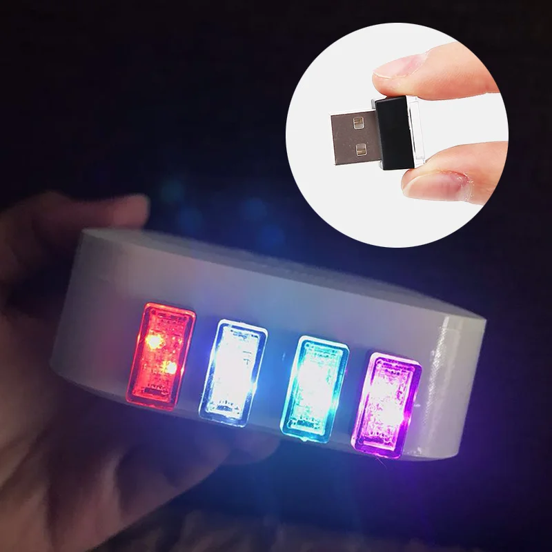 Миниатюрный светодиодный ночник с USB светильник освещение для салона автомобиля