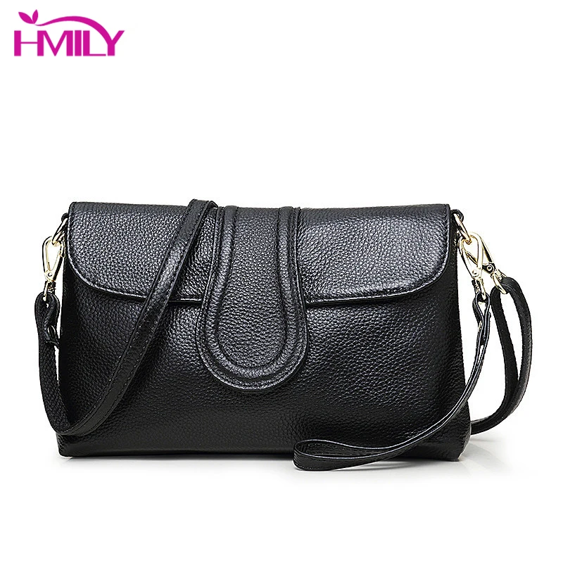 HMILY женская сумка из натуральной кожи клатч для женщин горизонтальная через