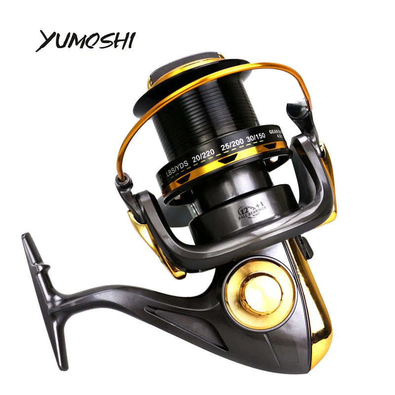 YUMOSHI 13BB Рыболовная катушка 4 1: 1 удаленное колесо металл ЧПУ рокер прочность