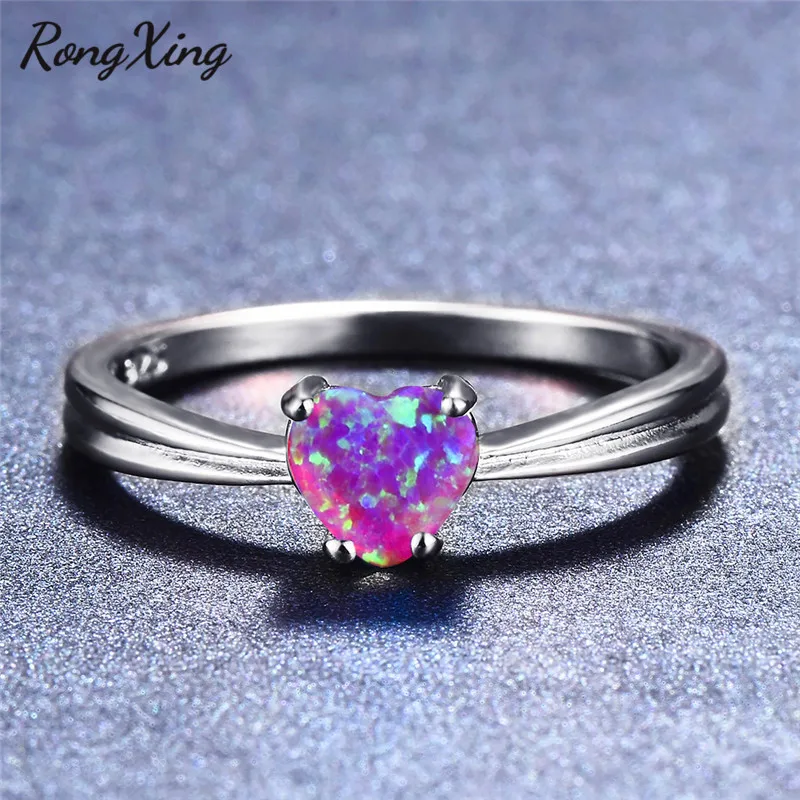 RongXing очаровательные сердца фиолетовые/белые/синие огненные опаловые массивные