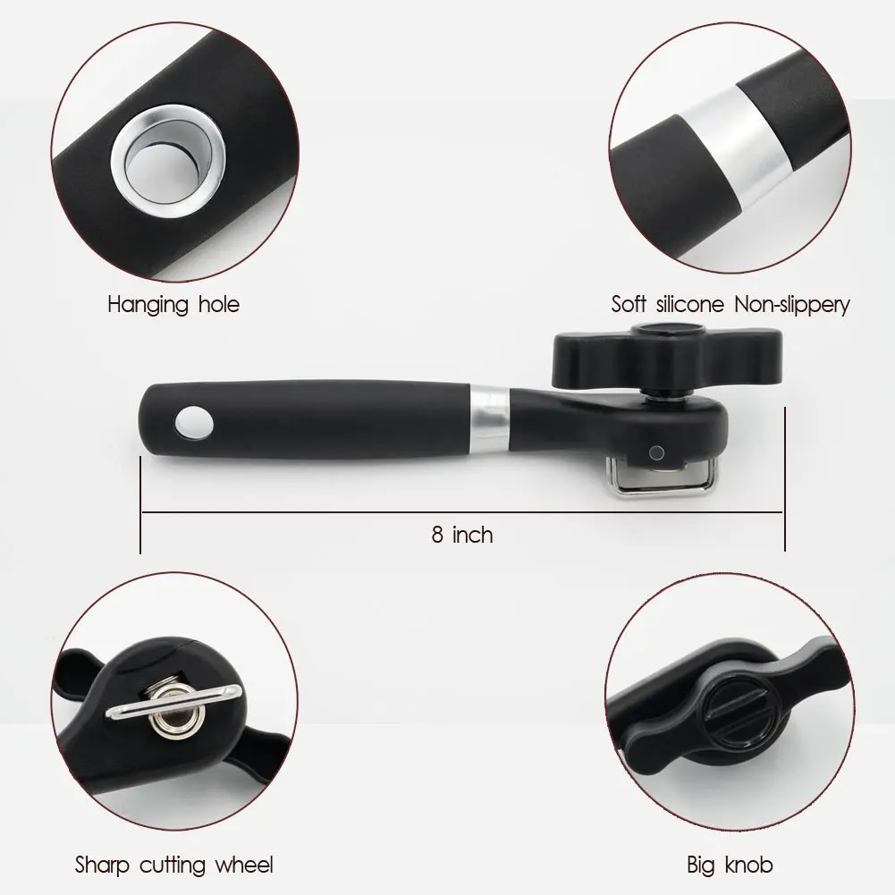 Can Opener Rotate The Knob and Ergonomic Soft Grips Handle-Effortlessly Open Cans Smooth Edge -Using Safe | Дом и сад