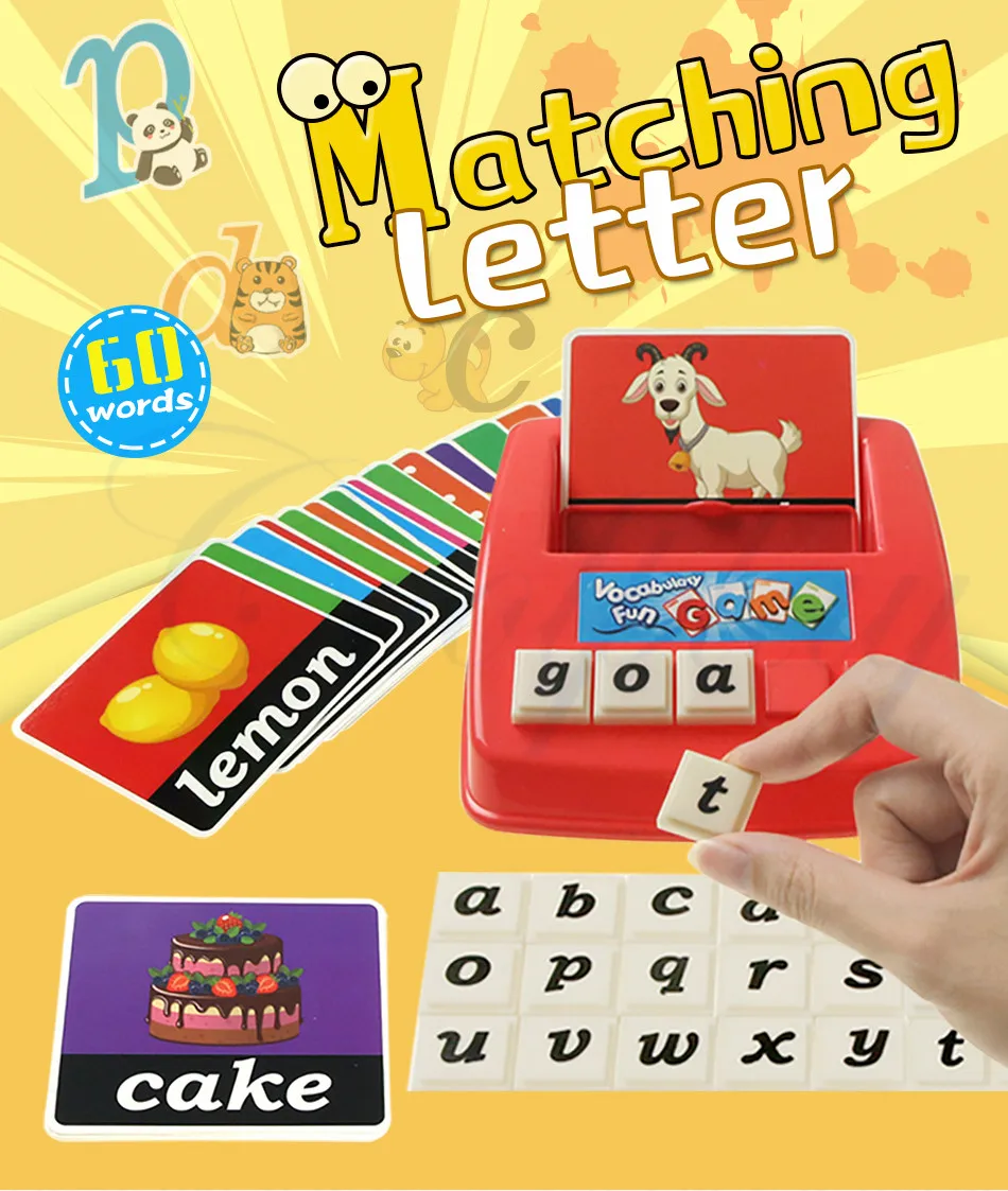Английский Lowercase буквенный Алфавит орфографические игры карты английская головоломка со словами детские развивающие Игрушки для раннего обучения