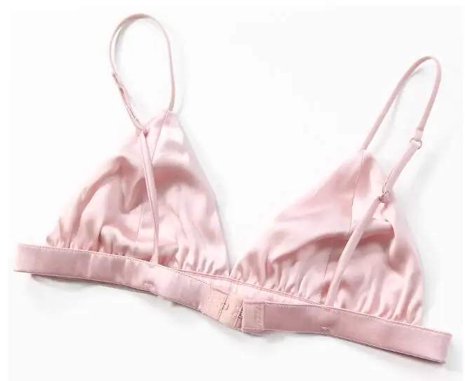 pink Женские весенние летние тонкие сексуальные натуральный шелковый бюстгалтер нижнее белье для девочек беспроводные атласные бюстгальтеры R721 - Цвет: pink