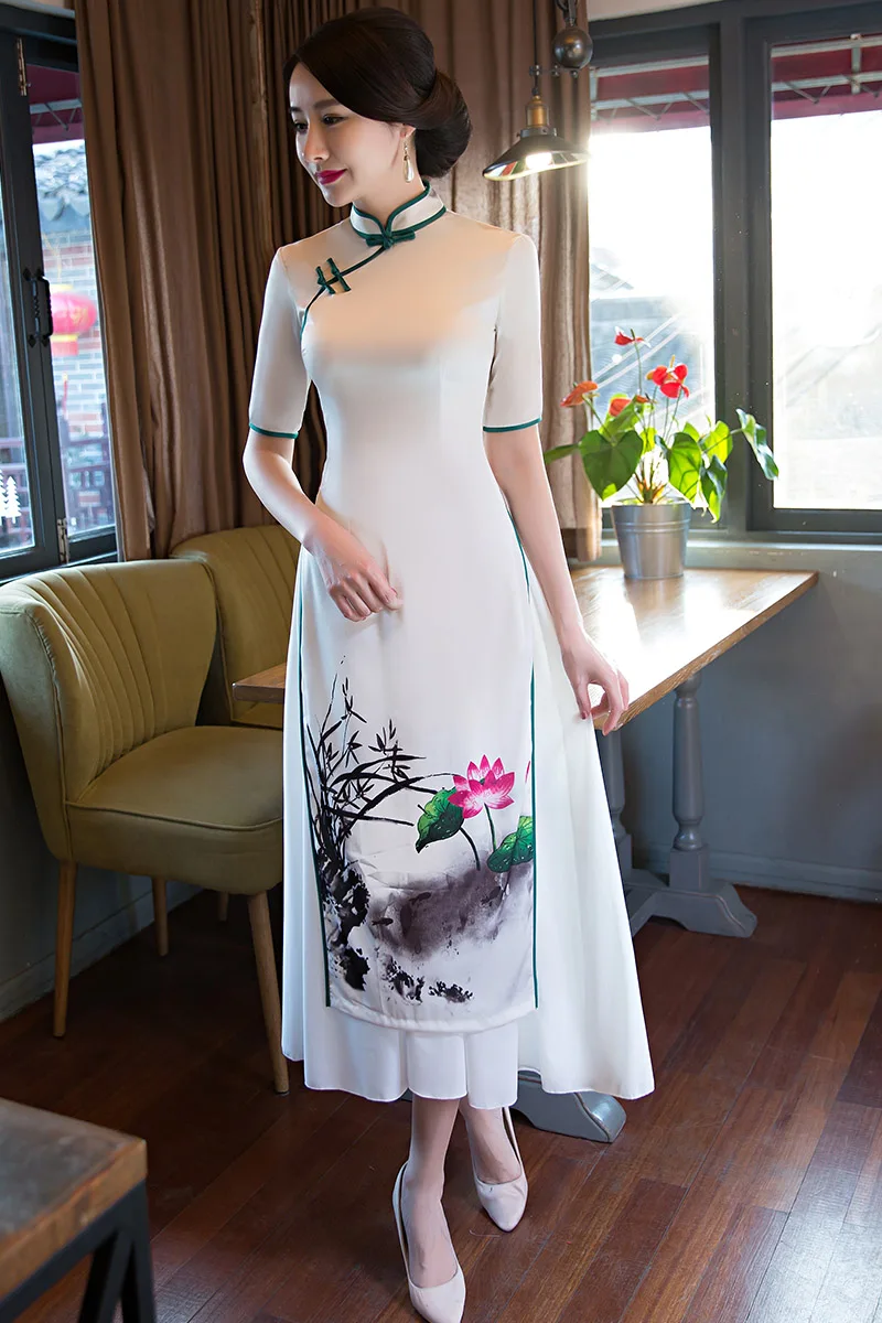 Шанхай история Вьетнам aodai Китайская традиционная одежда китайское платье-Ципао длинное китайское платье Чонсам современный чонсам