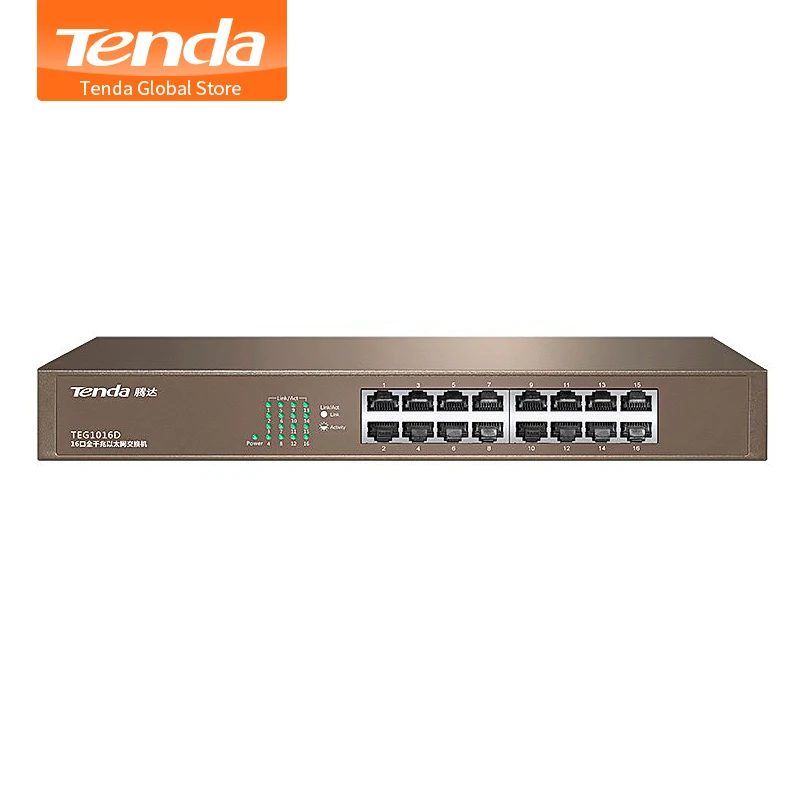 Tenda TEG1016D 16 портов 1000 Мбит/с Gigbit Ethnet сетевой коммутатор Настольный/Rackmount дизайн