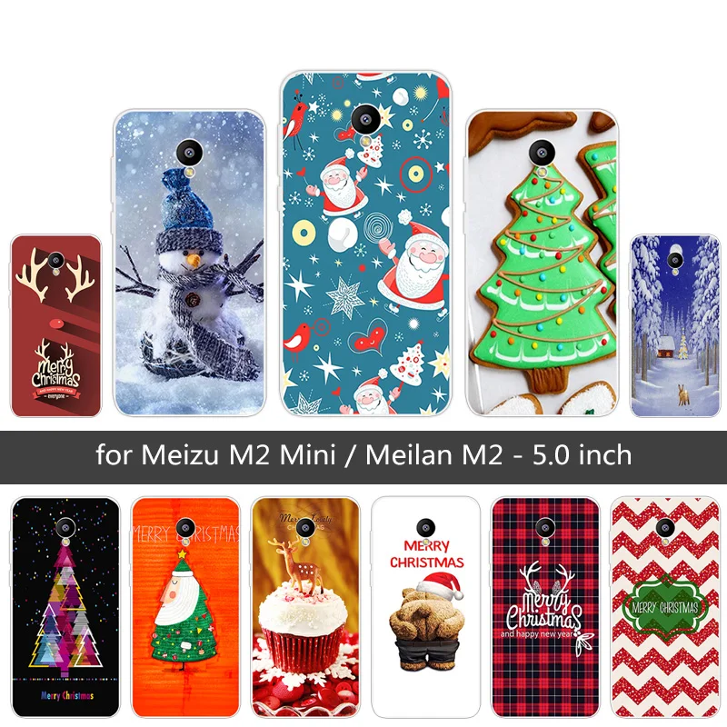 5.0'' for Meizu M2 Mini Case TPU Silicone Back Black Matte Cover Luxury Clear Merry Christmas Phone Cases Capa |