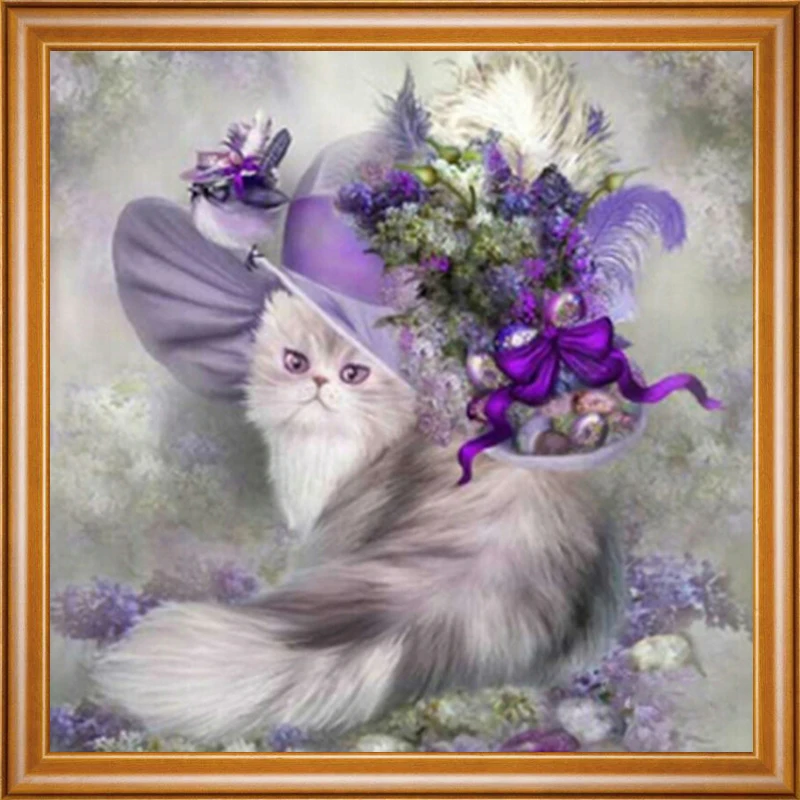 GLymg рукоделие Diy Алмазная картина вышивка крестиком Фиолетовый кот животные