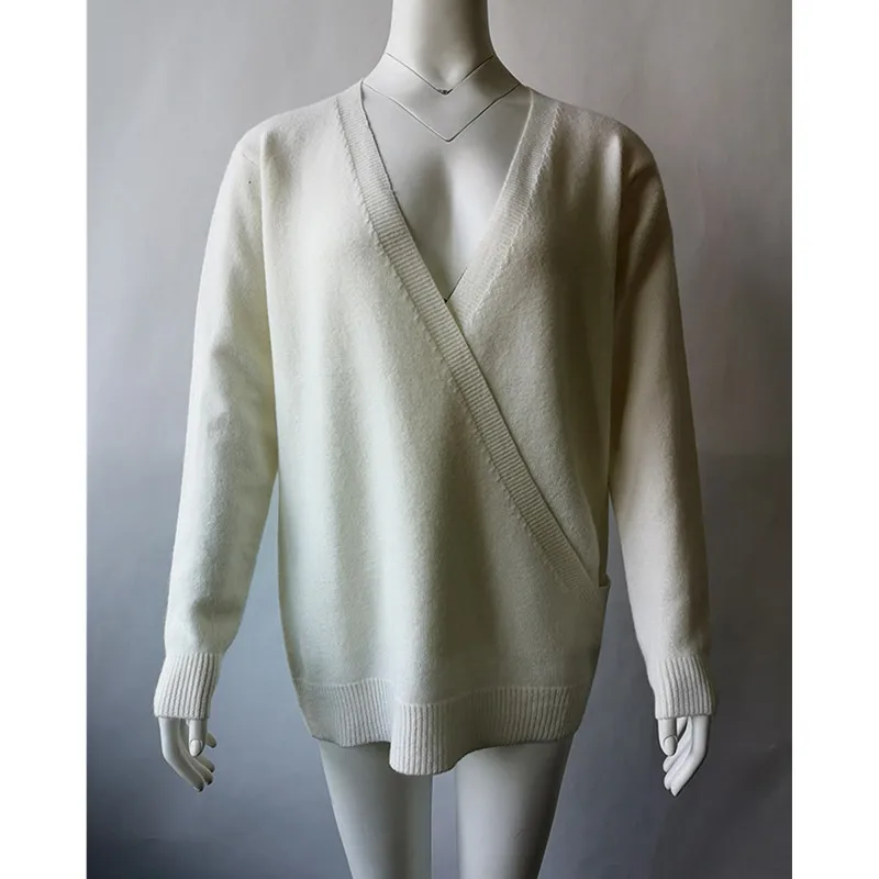 Winter Sexy Deep V-Neck Twist Knitted Sweaters Women Long Sleeve Sweater Femme 2018 Autumn Outwear Pullover jersey mujer | Женская
