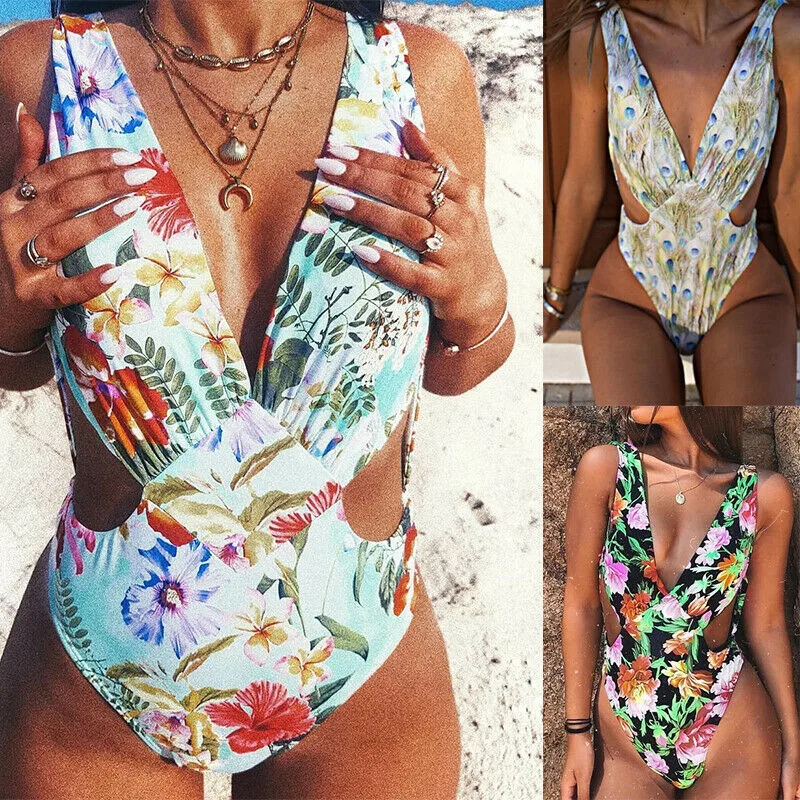 

New Womens Bodysuits Summer Sexy Skinny Fashion Sheath Playsuits Ladies Rompers Printed Jumpsuits Polyester Floral One-Piece