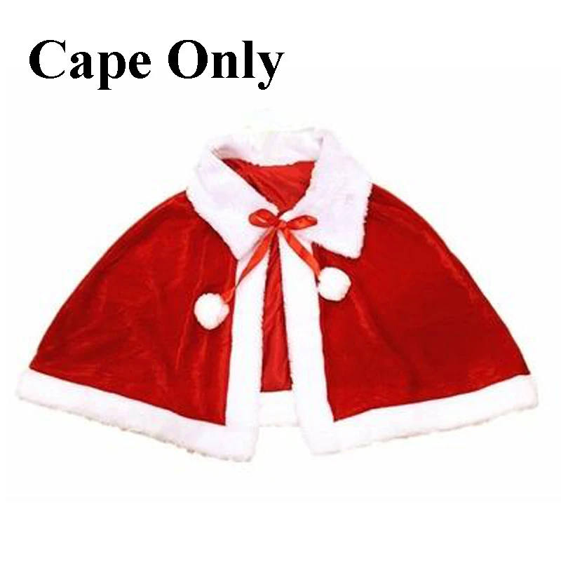 cape only Рождественская одежда, накидка Санта Клауса, Теплый Бархатный плащ, рождественские шапки, праздничные костюмы для косплея - Цвет: cape only