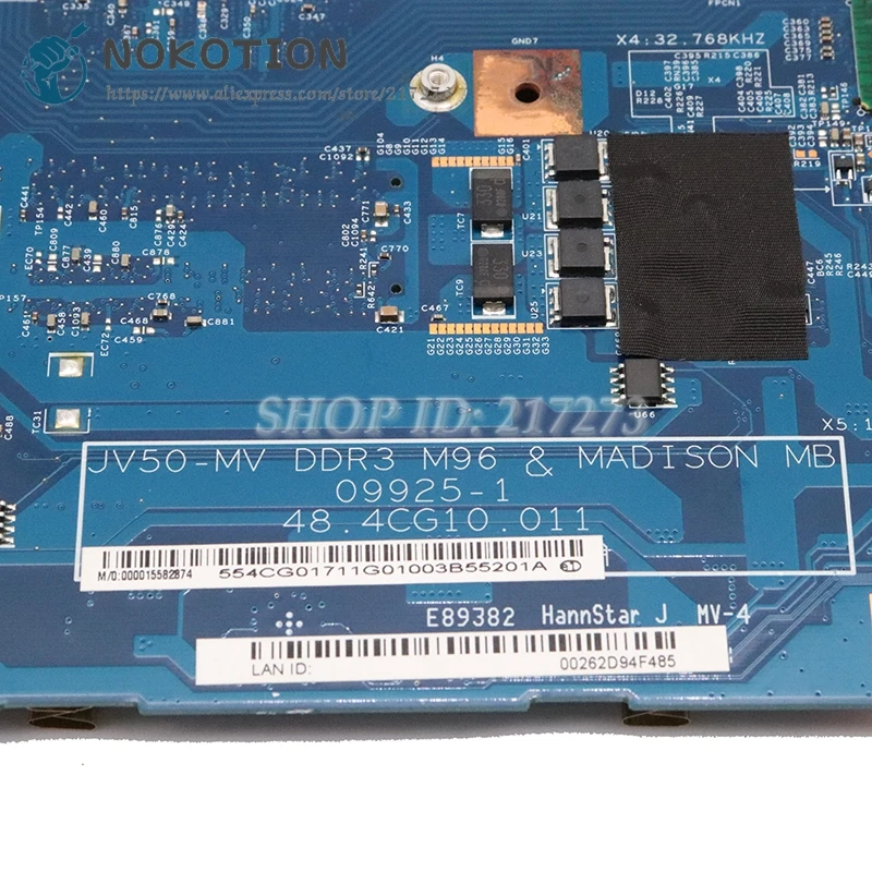 NOKOTION JV50-MV M96 48.4CG10.011 для acer ASPIRE 5738 материнская плата для ноутбука DDR3 HD 5000 с графическим процессором