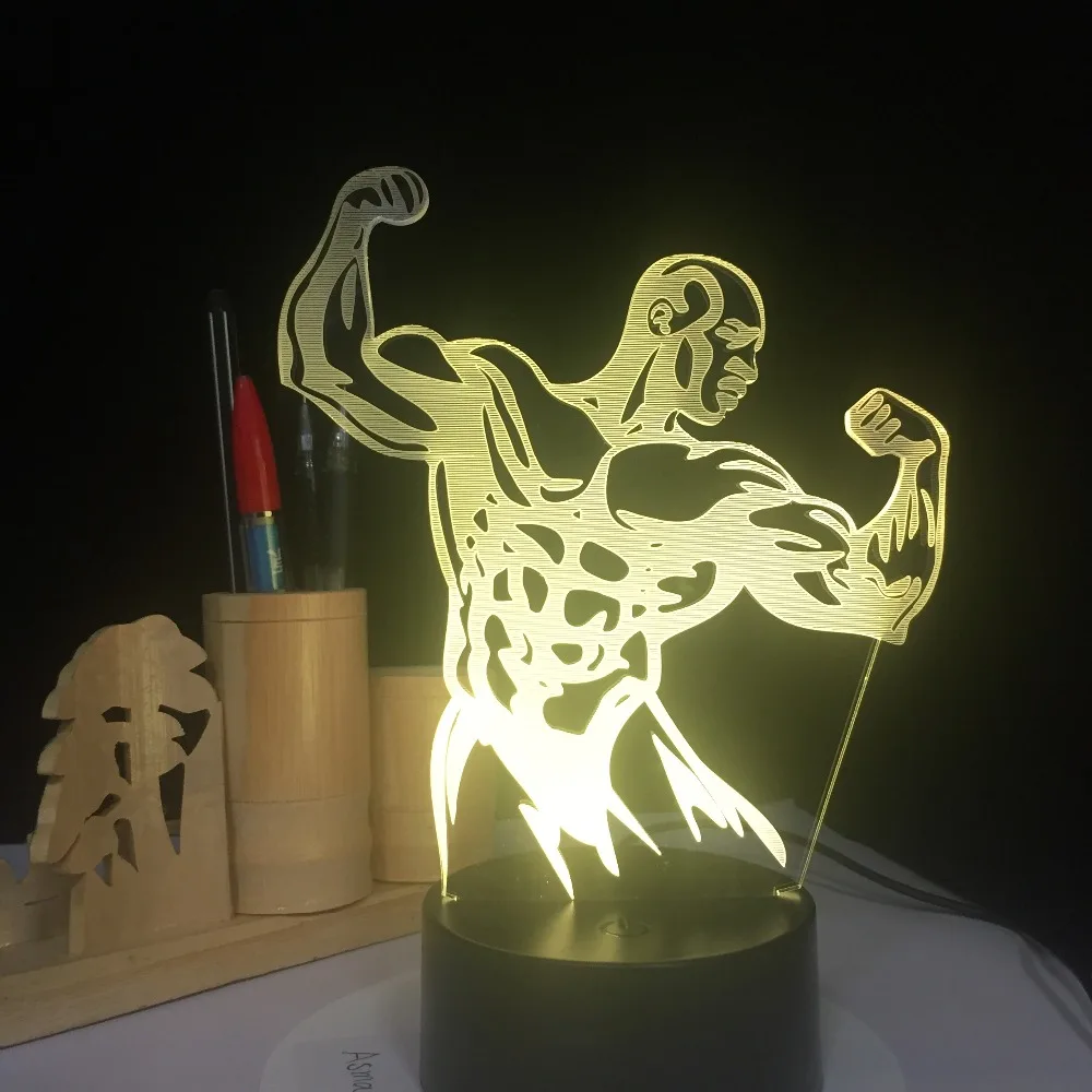 

Fitness Man 3D Light LED 7 Colorful Remote Control Touch Switch Lamp 3D Lamp Acrylic Panel USB 3AA Battery LED Light Dropship