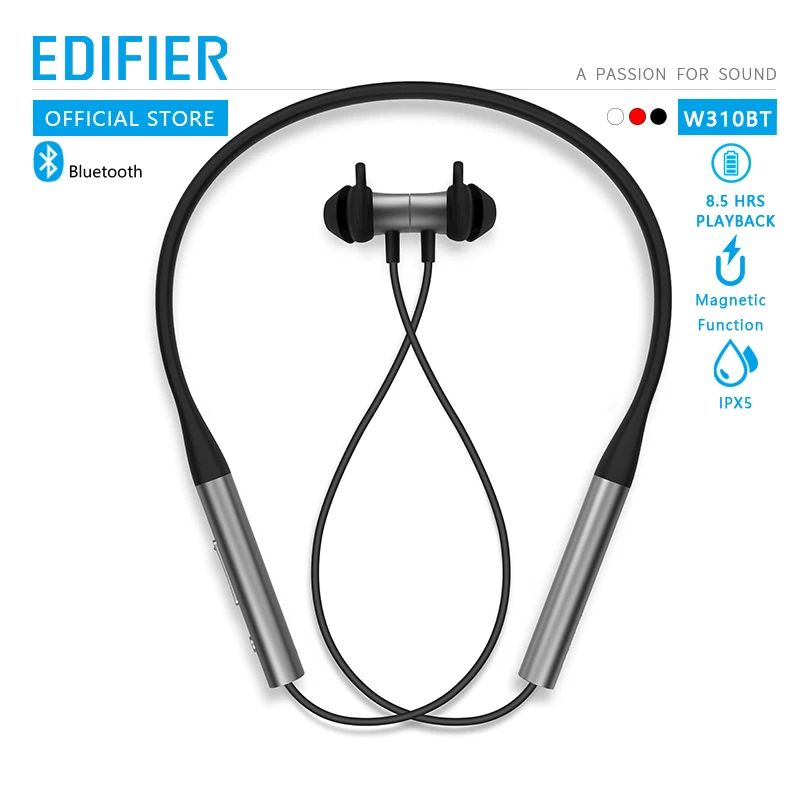 EDIFIER W310BT Bluetooth V4.2 наушники до 8,5 часов воспроизведения IPX5 водонепроницаемые магнитные наушники Вибрация входящего вызова