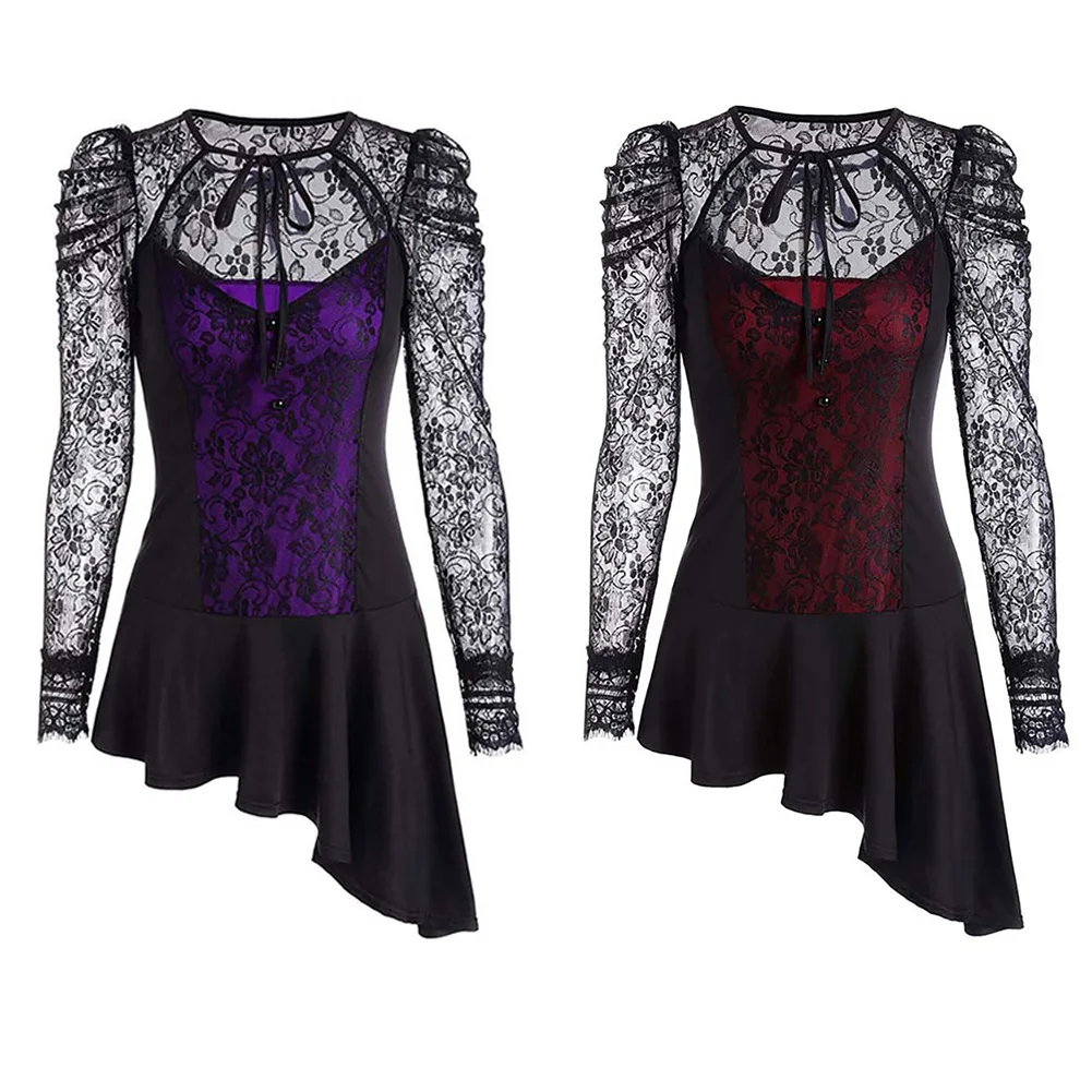 2019 Весна и лето женские с длинными рукавами сексуальные кружева усиленное