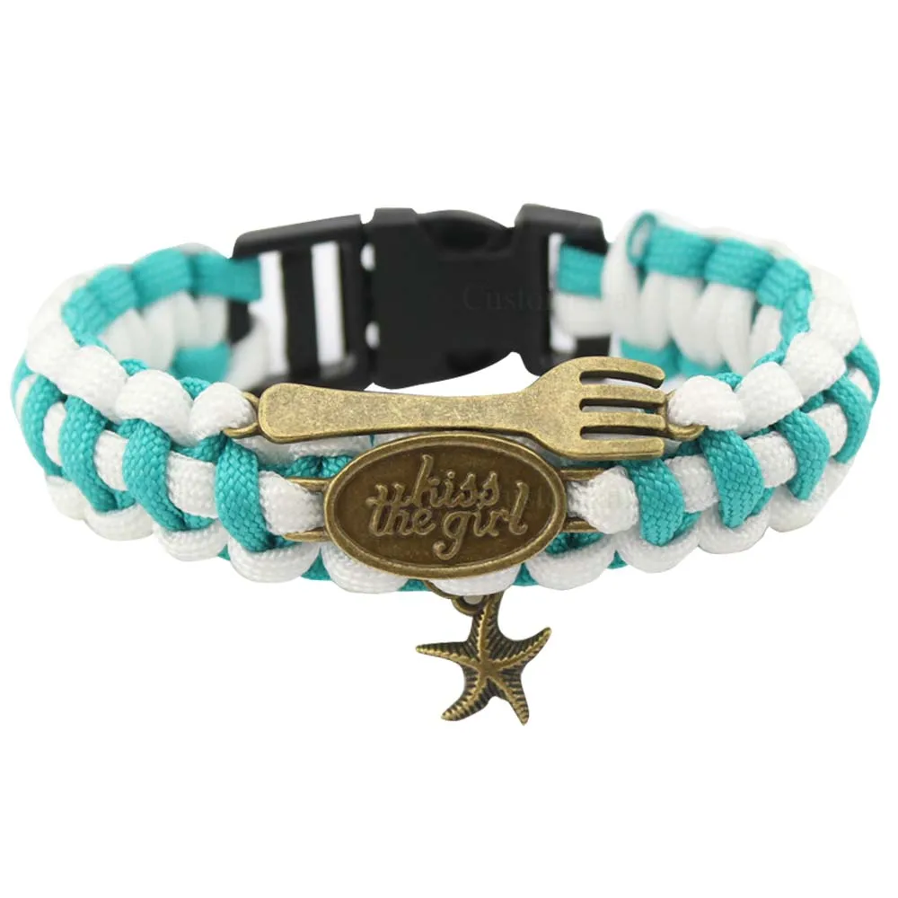 Браслет для ветеранов с американским флагом надписью Jesus Moon Kiss Девушка вилка Starfish