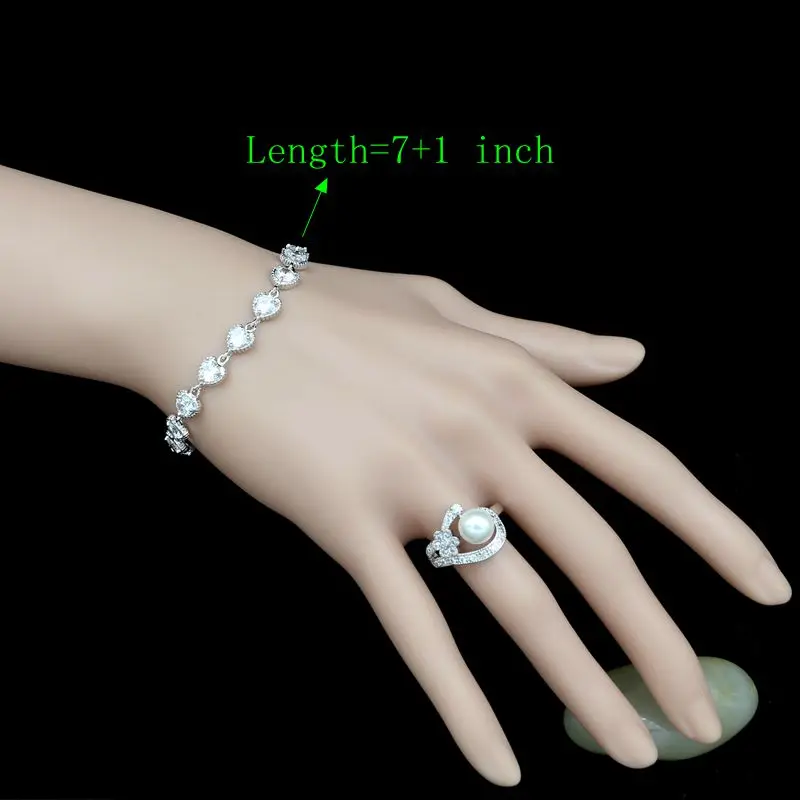 925 серебряные Свадебные Ювелирные наборы для женщин белые жемчужные бусы и