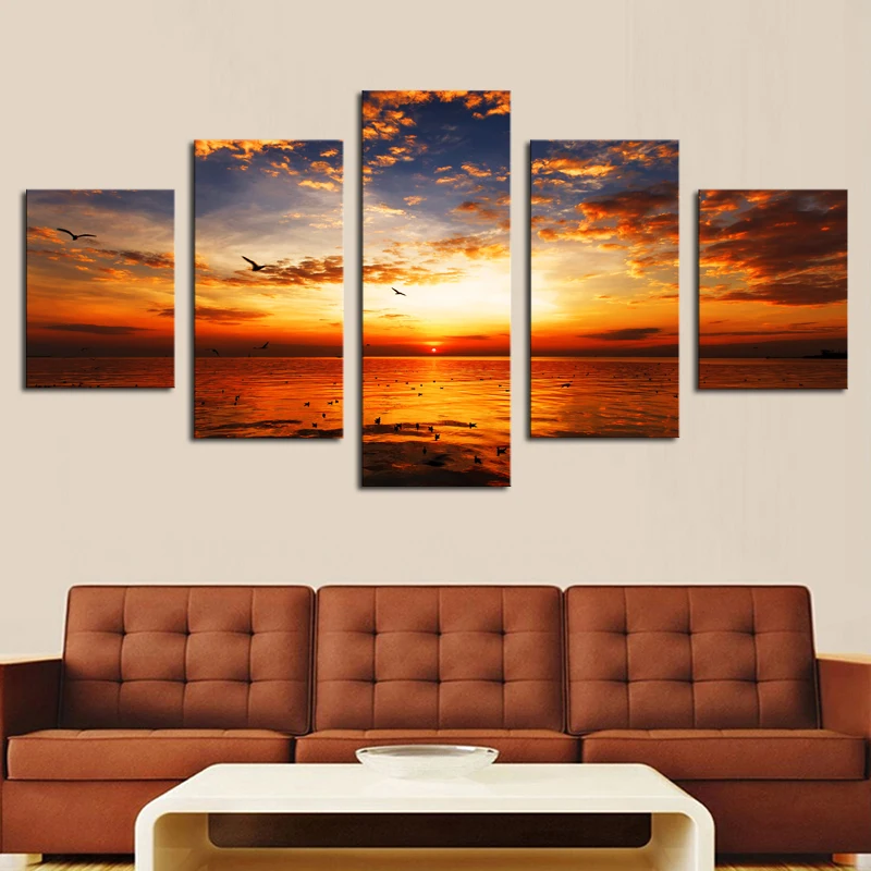 Framed 5 Panels Seaview Scenery Canvas Print Painting Modern Wall Art for Pcture Home Decor Artwork | Дом и сад