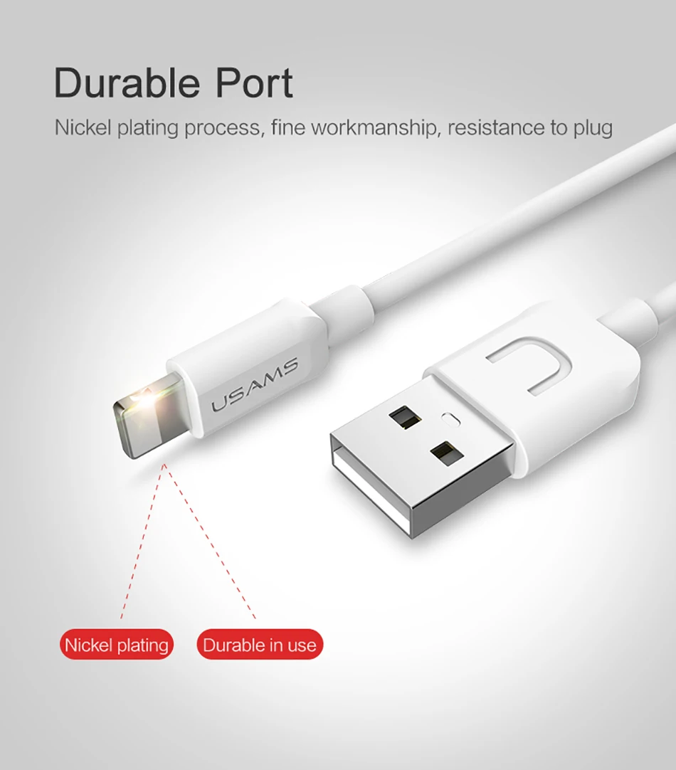 10 шт./упак. iOS 12 11 10 USB кабель для iPhone XS шнур USAMS быстрое устройство для зарядки кабель для передачи данных для освещения X 8 7 6 5s iPad