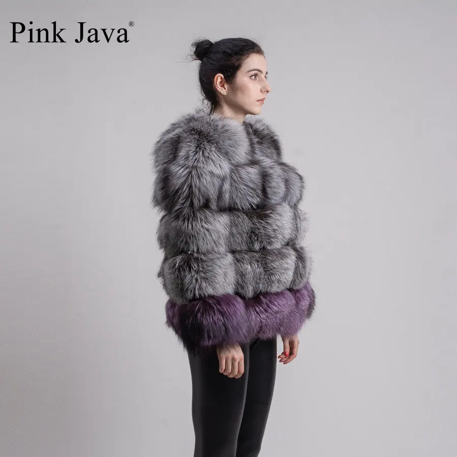 Новое поступление розовое пальто JAVA QC1825 из натурального Меха чернобурки Женская
