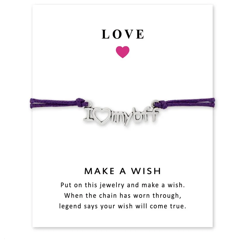 Браслет Wish Card I Love my Bff для женщин лучший подарок очаровательные регулируемые