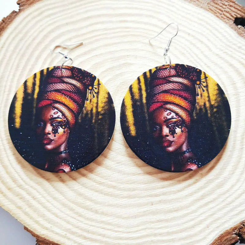 Богемные деревянные Африканские Бабочки Черная Корона королева рок серьги