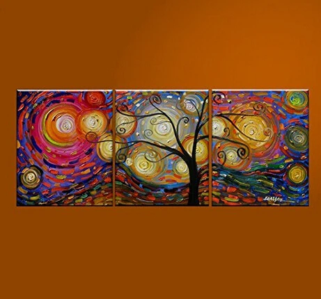 

Cherish Art 100% Handpainted Oil Painting Colorful Tree Wall Picture Artwork Modern Art Canvas Knife Oil Painting On Canvas