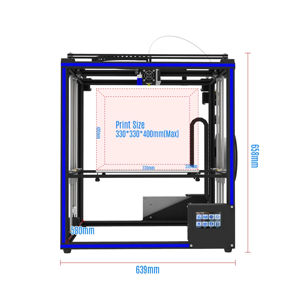 Tronxy X5SA Высокая точность 3D-принтеры DIY Kit с Heatbed Сенсорный экран автоматическое выравнивание возобновить печать нити накала вверх и вниз лоток