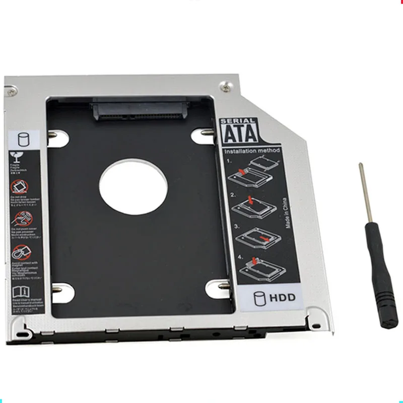 Алюминиевый SATA III 2 й HDD Caddy с двойным светодиодным цветом для 5 дюйма Чехол SSD