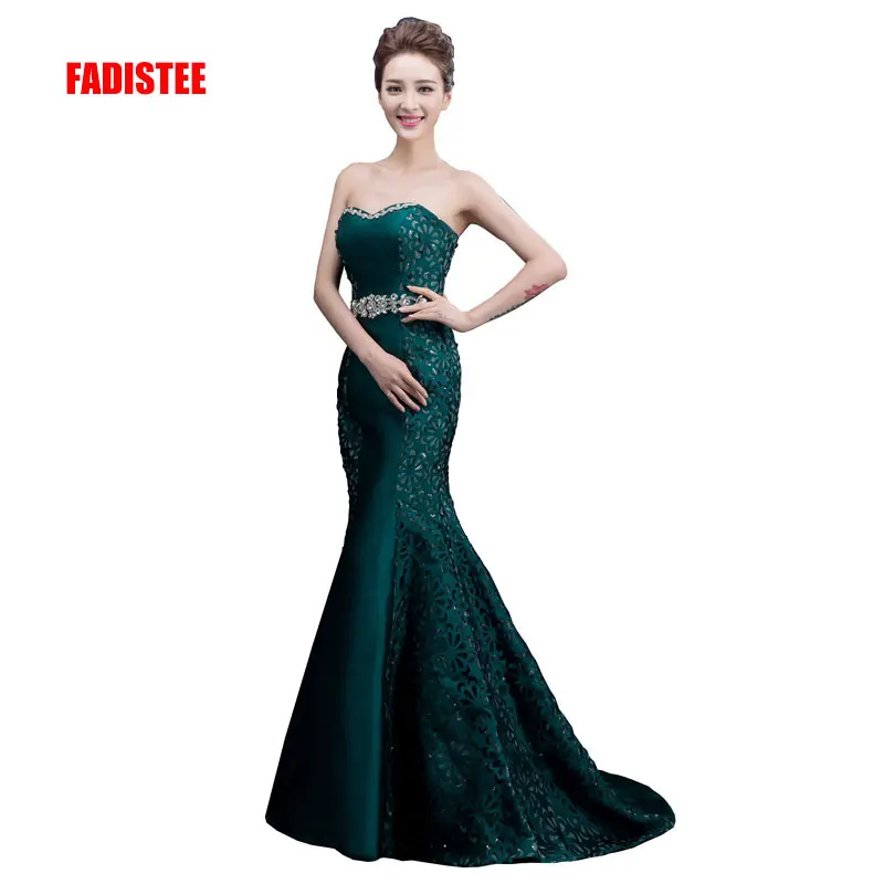 

FADISTEE new arrival party prom dress sweetheart neck evening party lace flowers pattern sashes strapless crystal long style