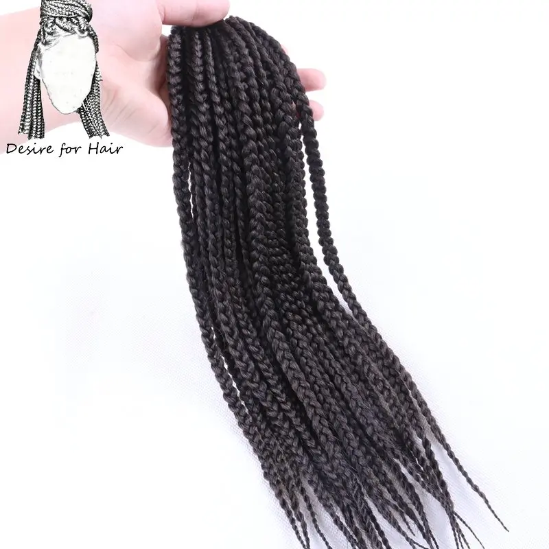 Desire for hair 22 пряди, 14, 18, 24 дюйма, тонкая маленькая коробка, косички, синтетические косички, наращивание волос, вязанные крючком косички, черный, 27# серый