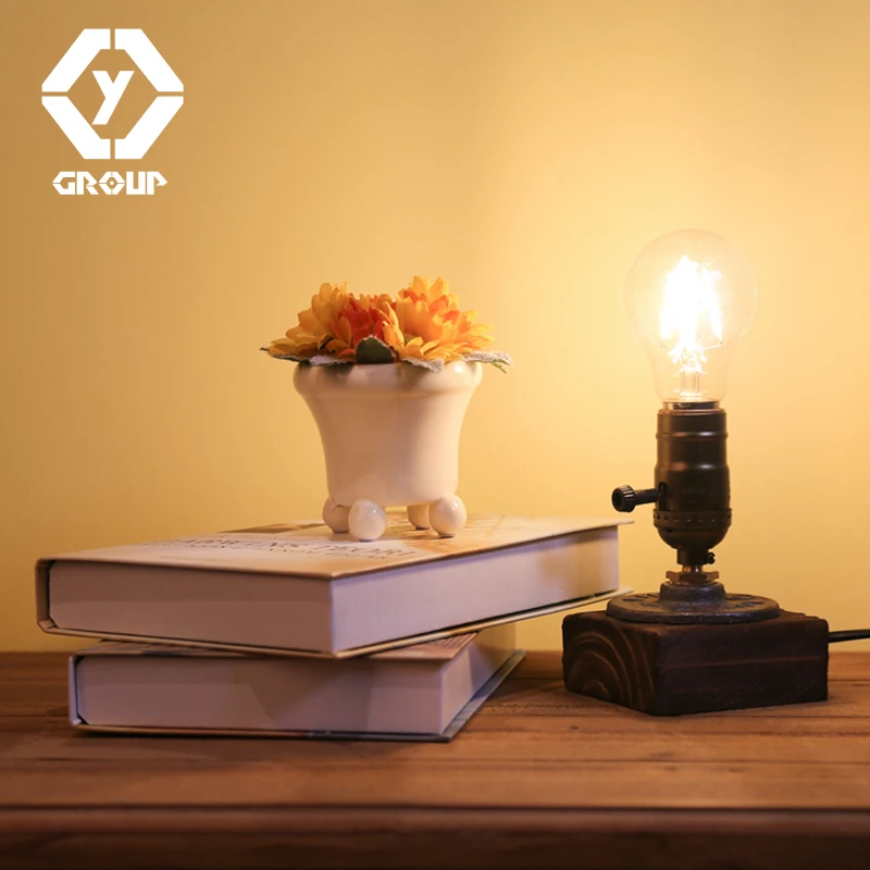 Oygroup Ретро Кофе магазин настольная лампа и Blubs дерево Винтаж edison Спальня бар