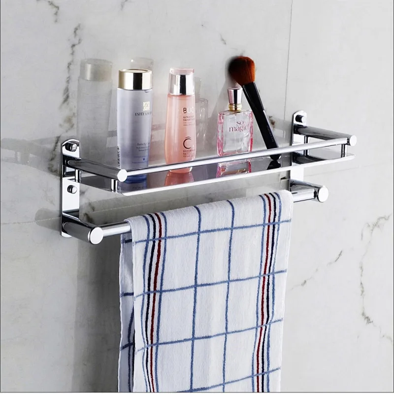 Настенные полки для ванной из нержавеющей стали с вешалкой полотенца крючками