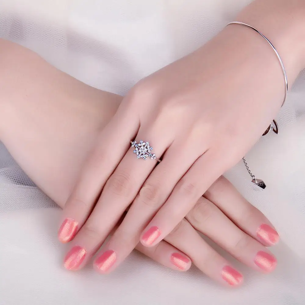 JewelryPalace зима любовь создан светло голубой шпинель фианит Снежинка обещание кольцо 925 пробы серебро Горячие Мода ювелирные изделия